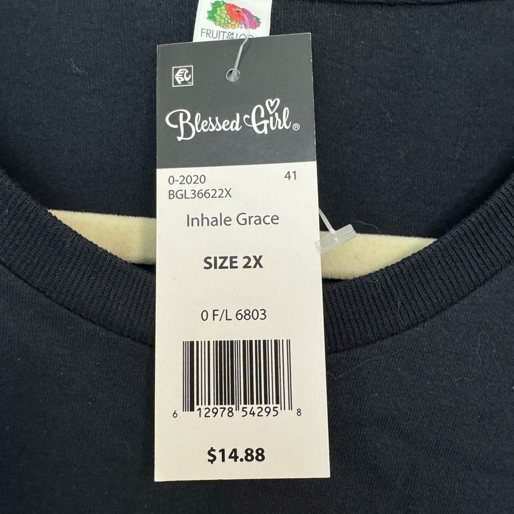 Inspirational Black Long Sleeve Tee with Teal Print - Picture 2 of 2